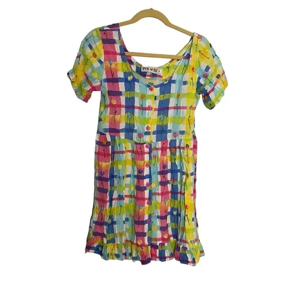 Jams World Hattie Dress Ruffle Button Women's Small